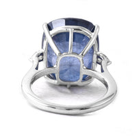 24.31 Ct Cushion Blue Sapphire 950 Platinum Ring