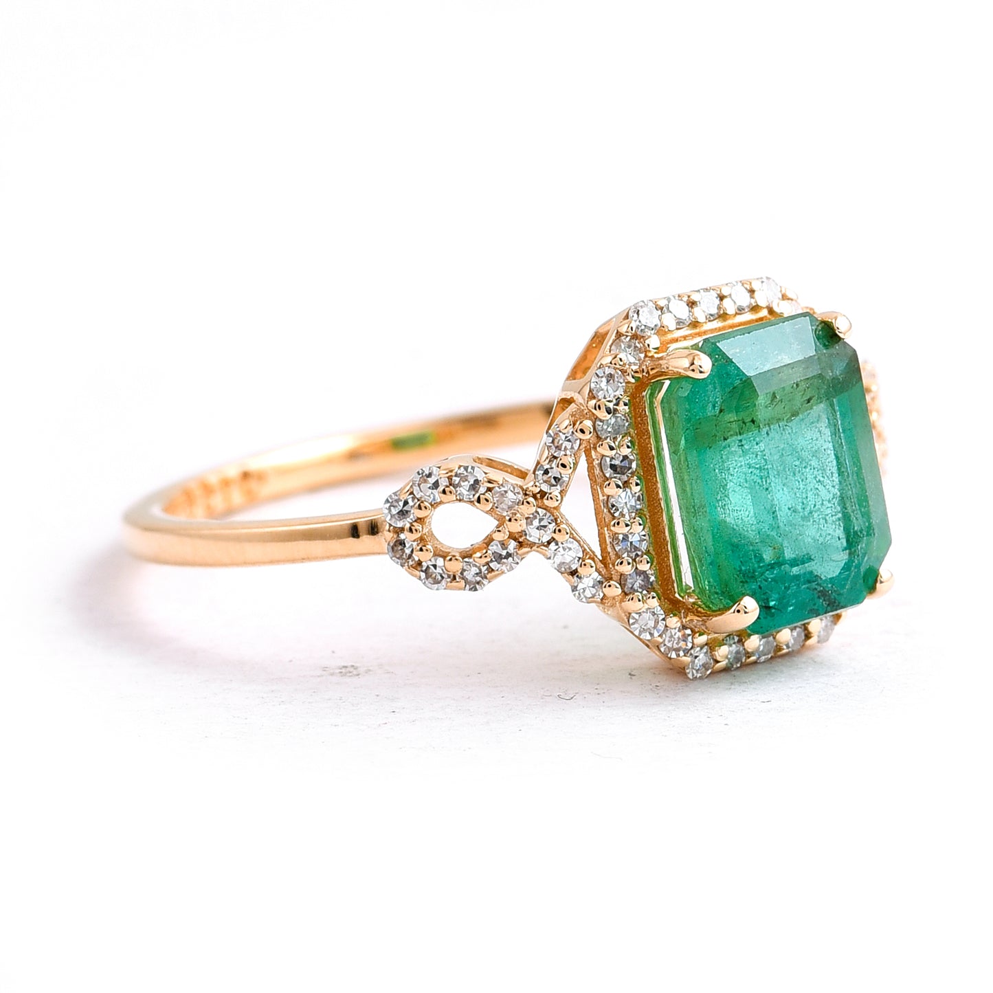 1.80 Ct Octagon Step Cut Natural Emerald 14K Gold Ring