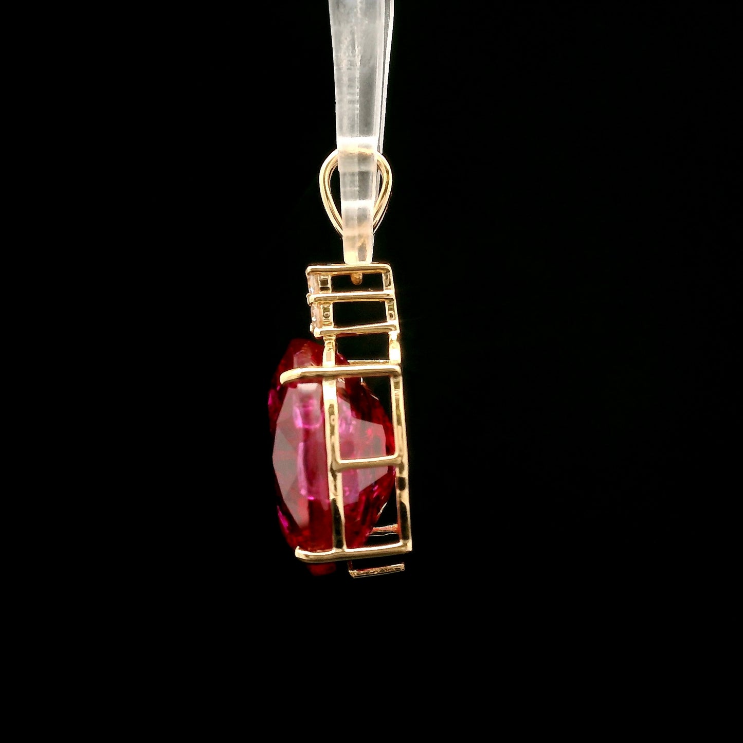 10.10 Ct Oval Mixed Cut Lab Grown Ruby 14K Gold Pendant