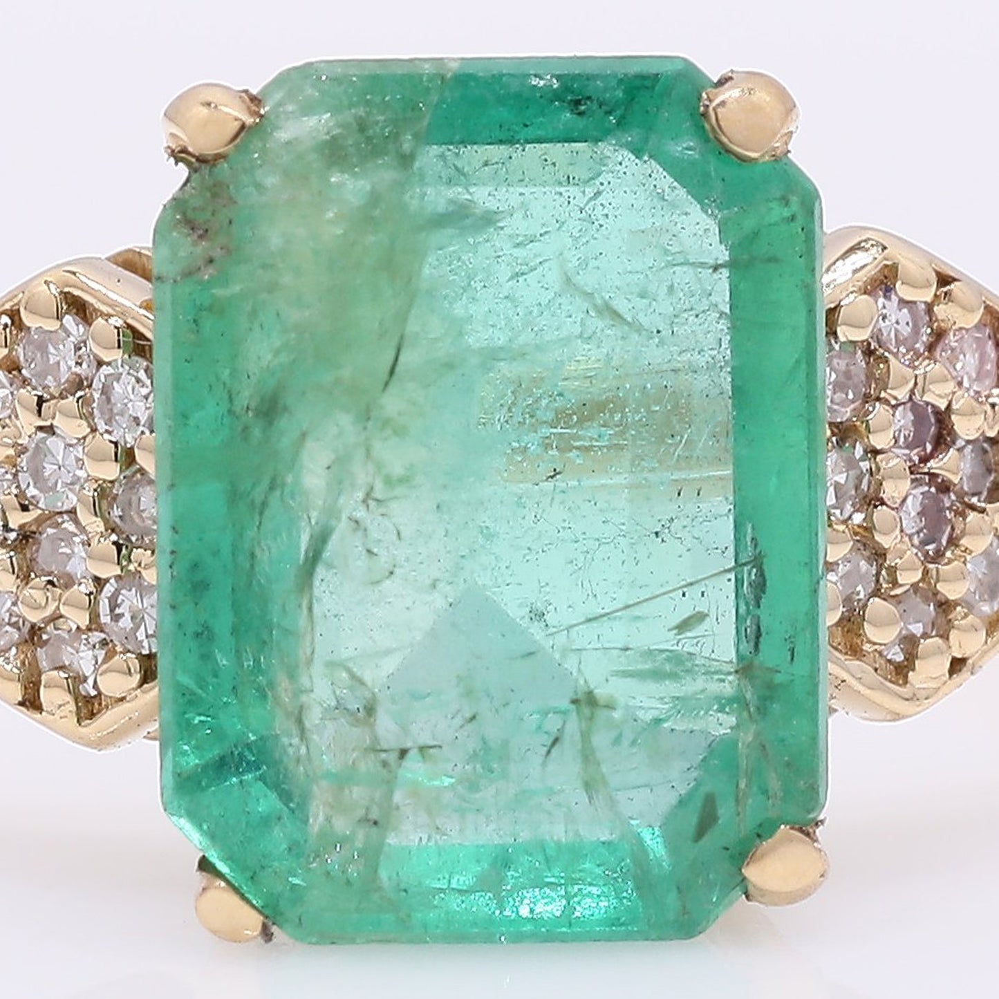 2.15 Ct Octagon Step Cut Natural Emerald 14K Gold Ring