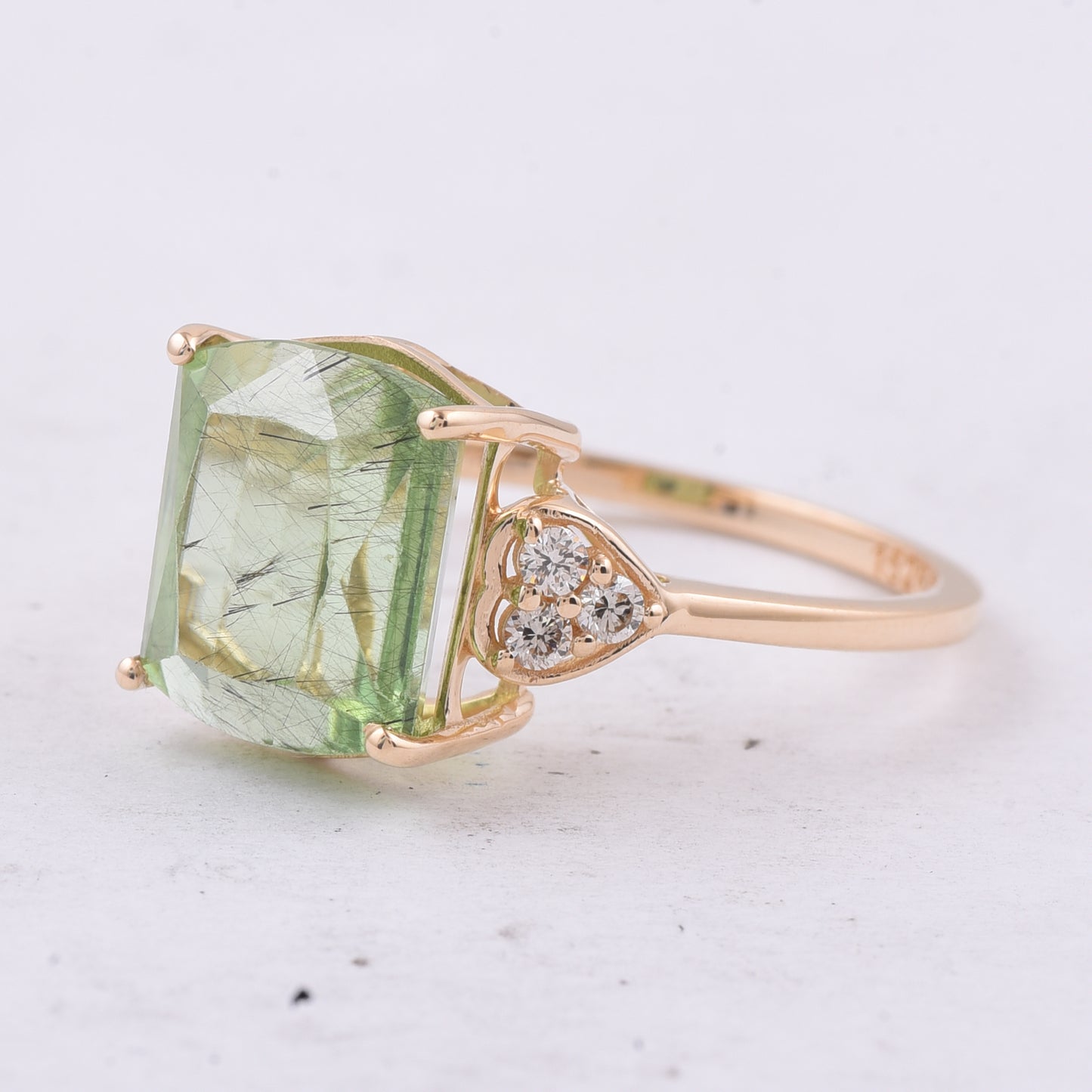 5.26 Ct Octagon Natural Peridot 14K Gold Ring