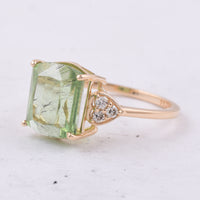 5.26 Ct Octagon Natural Peridot 14K Gold Ring