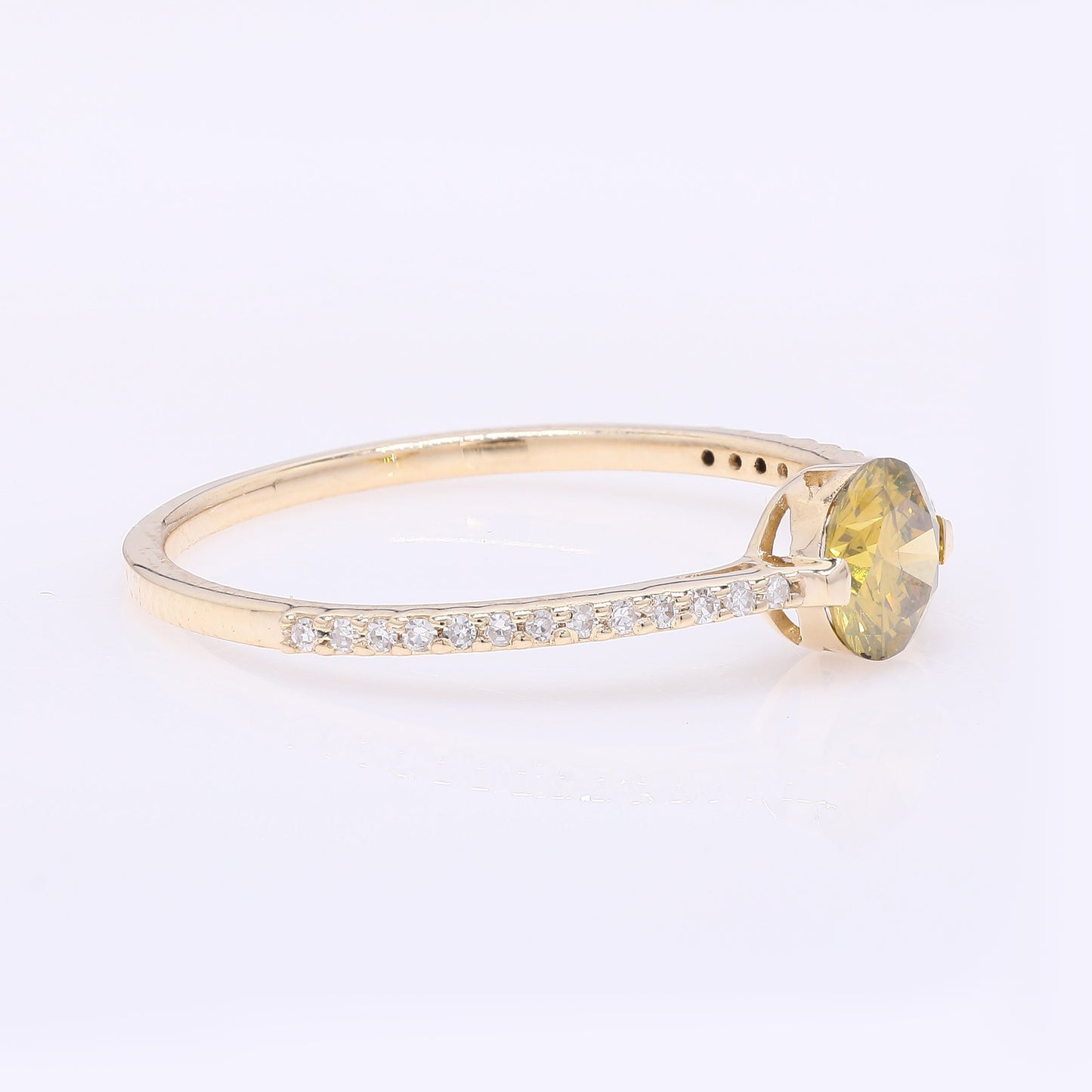 0.57 Ct Round Yellow Diamond 14K Gold Ring