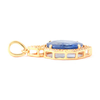 2.74 Ct Oval Mixed Cut Natural Sapphire 14K Gold Pendant