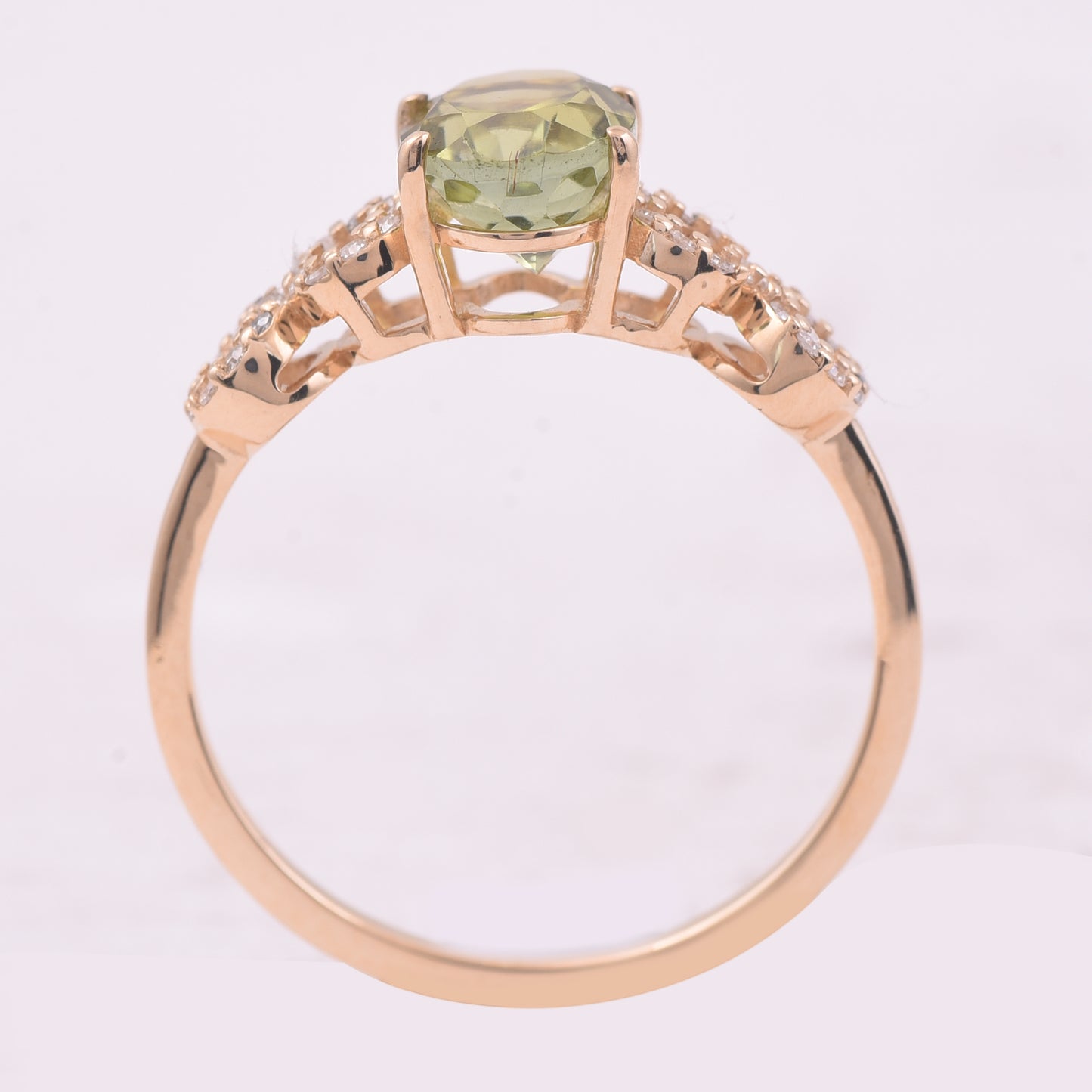 1.64 Ct Oval Mixed Cut Natural Green Tourmaline 14K Gold Ring