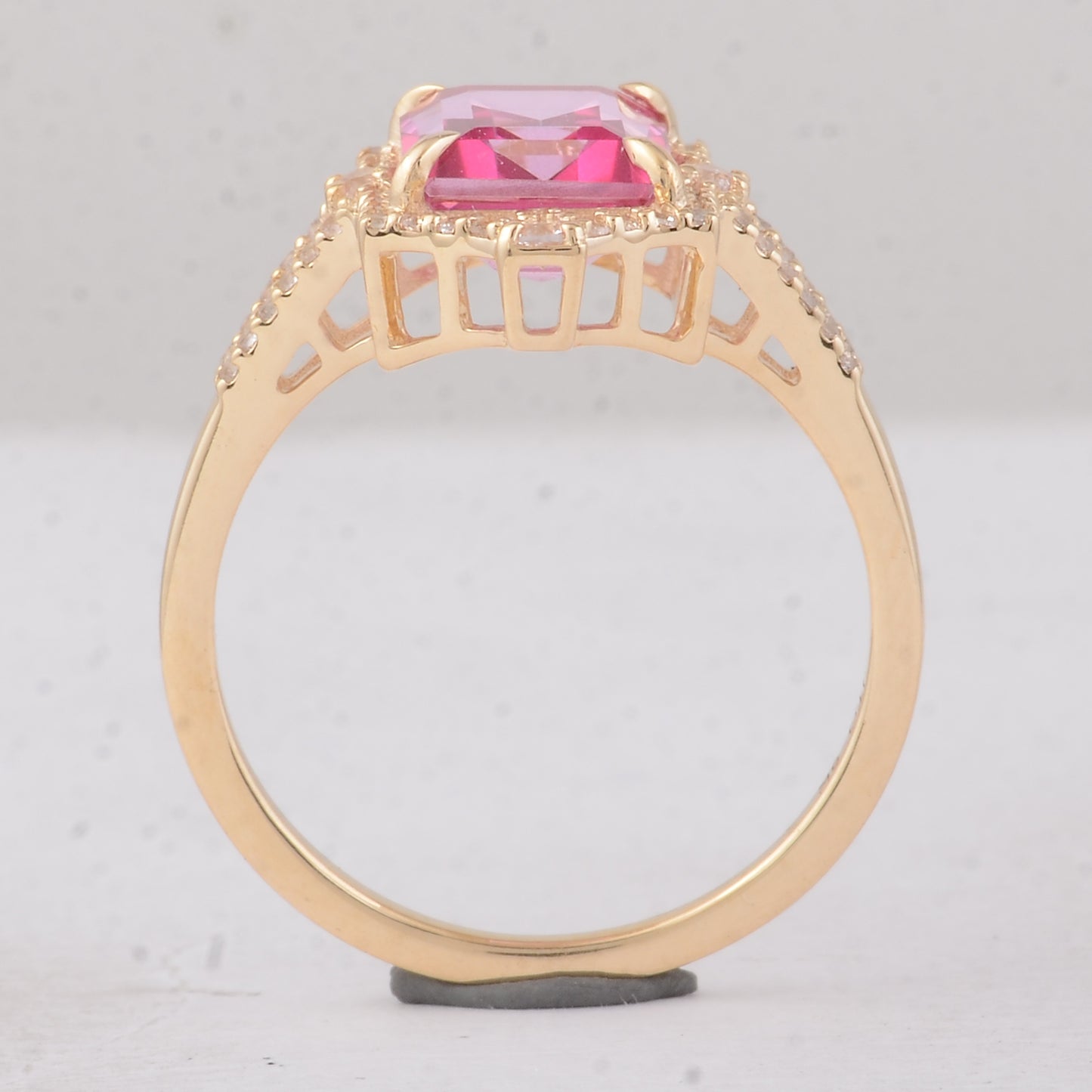 3.22 Ct Octagon Pink Topaz 9K Gold Ring