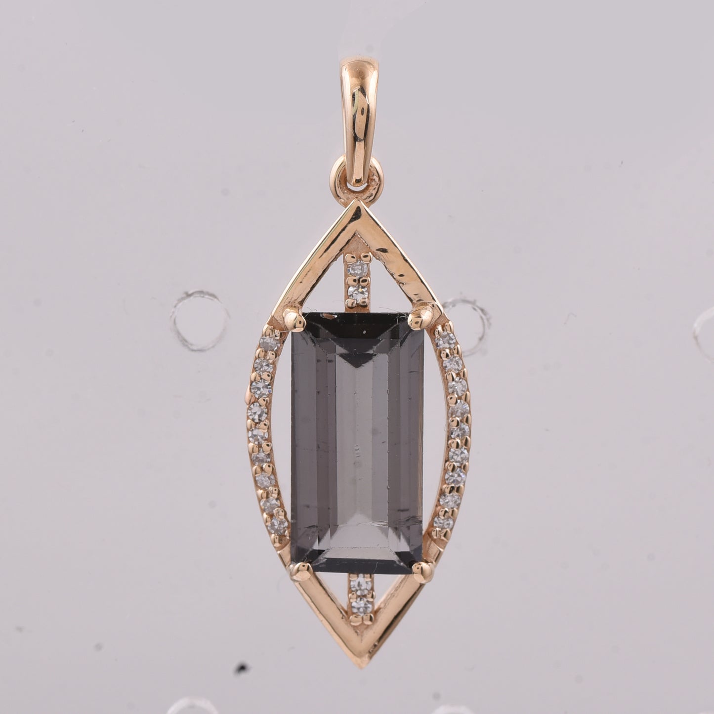 2.26 Ct Rectangle Step Cut Natural Tourmaline 14K Gold Pendant