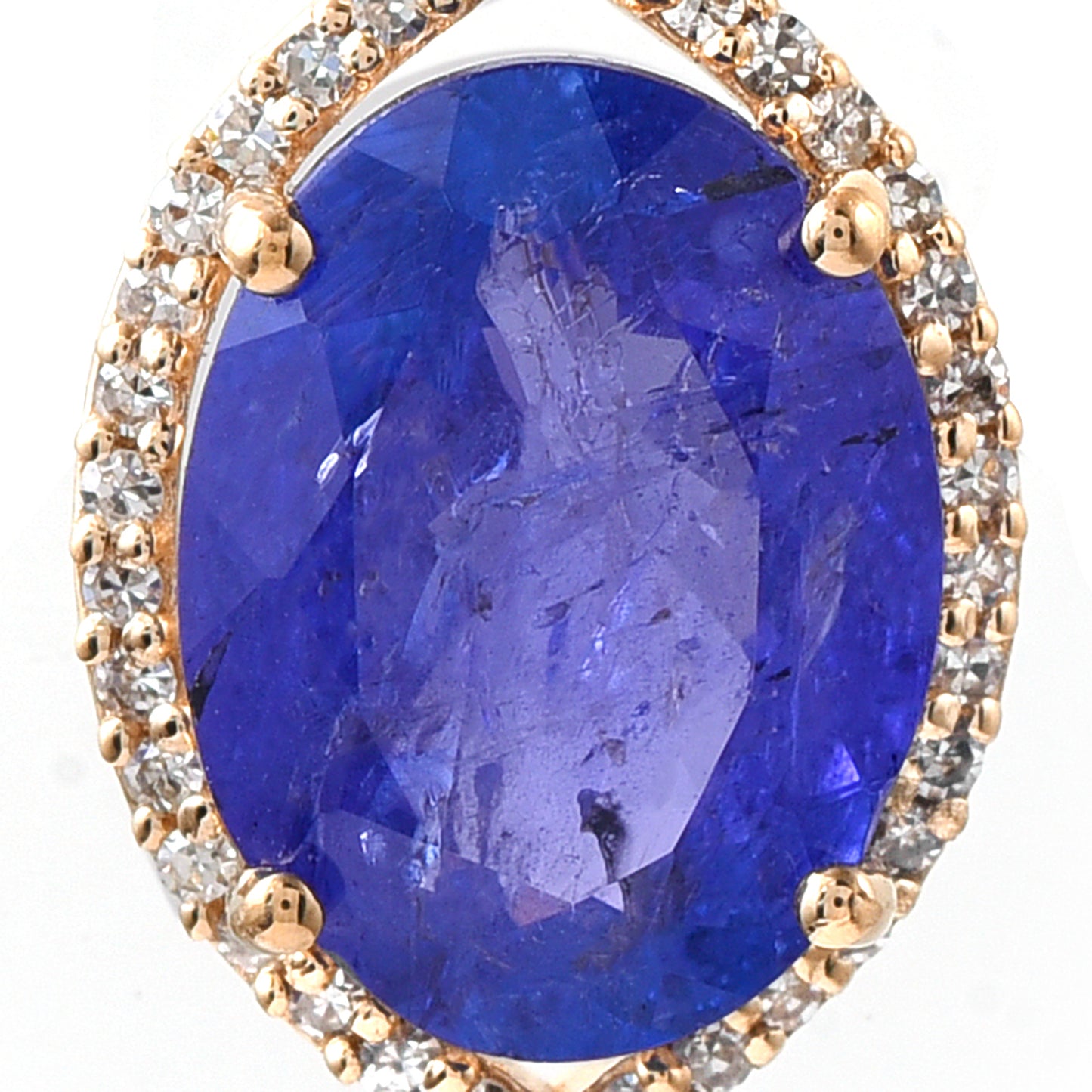 3.10 Ct Oval Mixed Cut Natural Tanzanite 14K Gold Pendant
