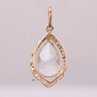 3.05 Ct Pear Mixed Cut Natural Aquamarine 14K Gold Pendant