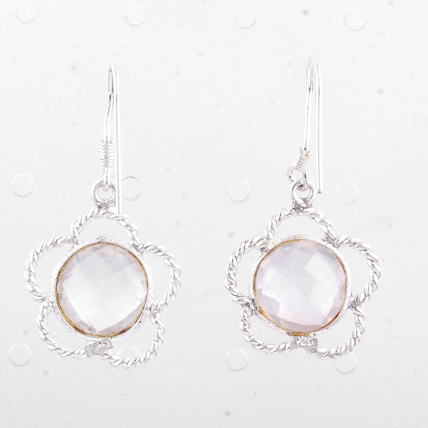7.75 Ct Rose Quartz 925 Sterling Silver Earrings