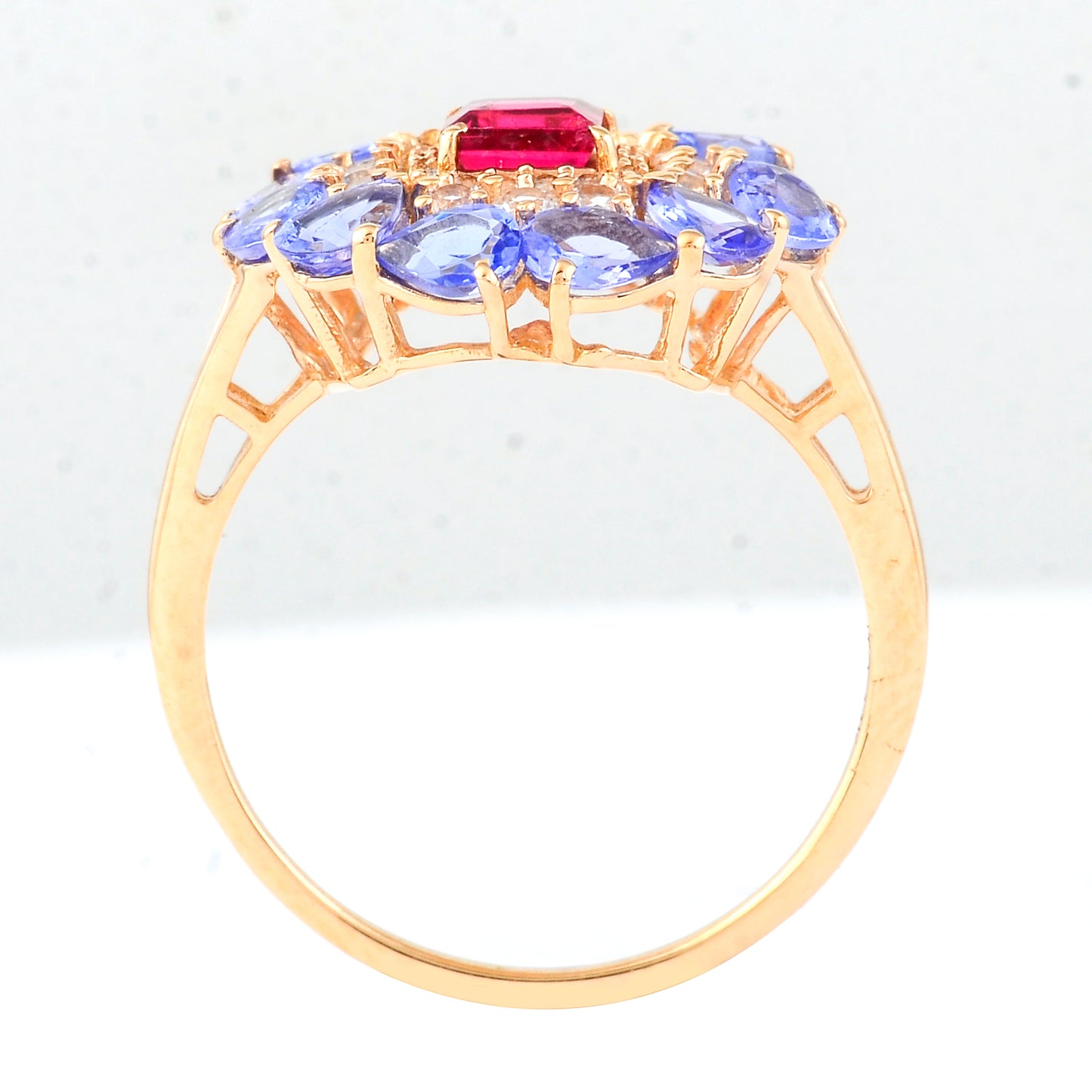 2.60 Ct Square Rubellite 14K Gold Ring