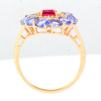 2.60 Ct Square Rubellite 14K Gold Ring