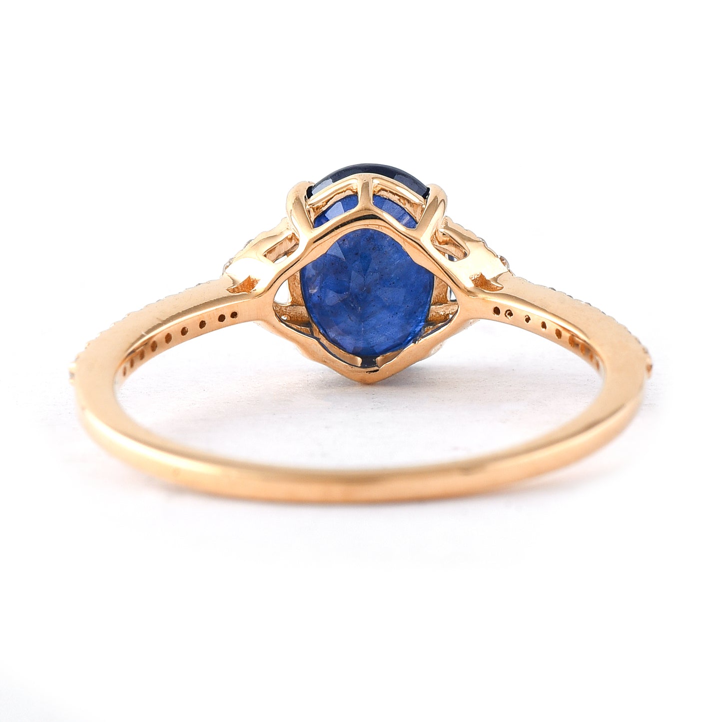 2.09 Ct Oval Mixed Cut Natural Sapphire 14K Gold Ring