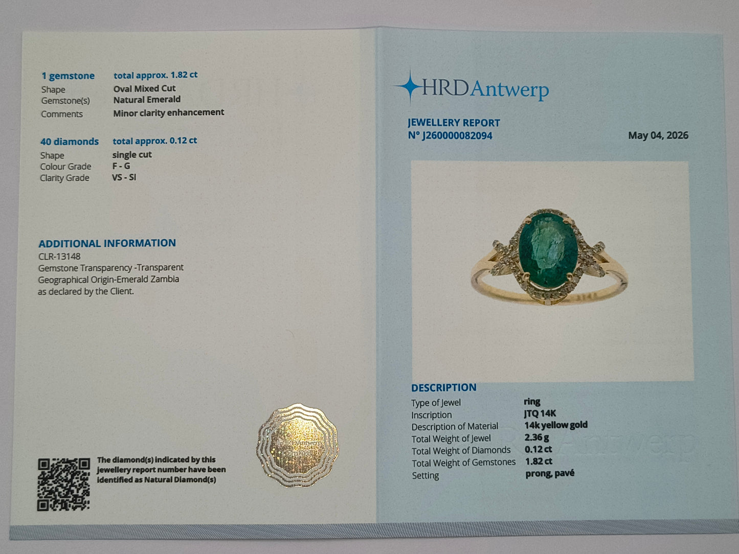 1.94 Ct Oval Mixed Cut Natural Emerald 14K Gold Ring