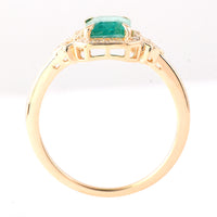 1.26 Ct Octagon Step Cut Natural Emerald 14K Gold Ring