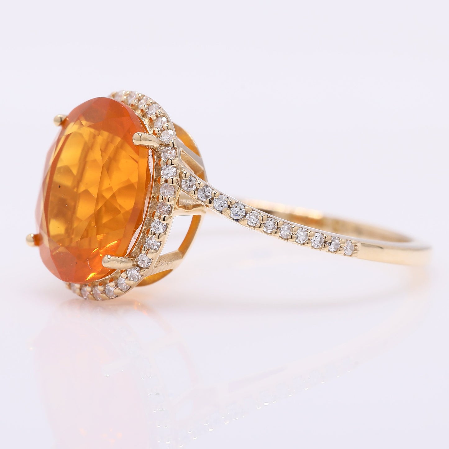 2.56 Ct Oval Mixed Cut Natural Fire Opal 14K Gold Ring