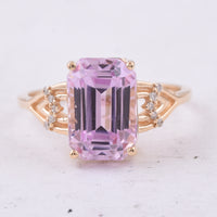 4.43 Ct Octagon Step Cut Natural Kunzite 14K Gold Ring