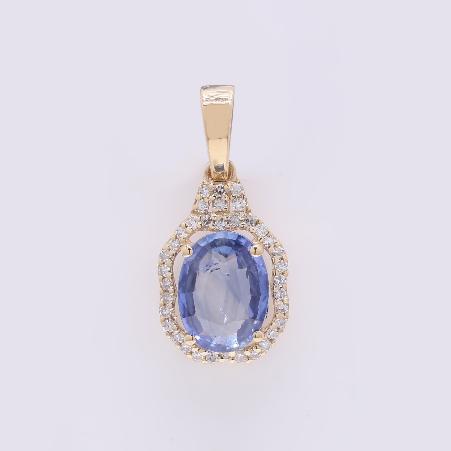 1.60 Ct Oval Mixed Cut Natural Sapphire 14K Gold Pendant