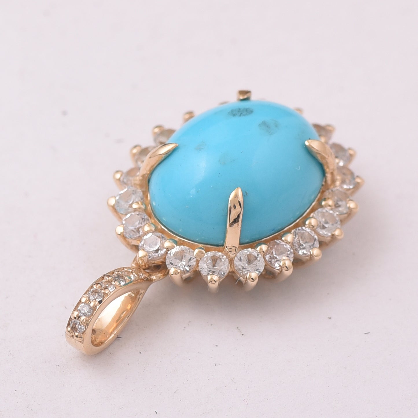 3.46 Ct Oval Turquoise 9K Gold Pendant