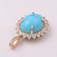 3.46 Ct Oval Turquoise 9K Gold Pendant