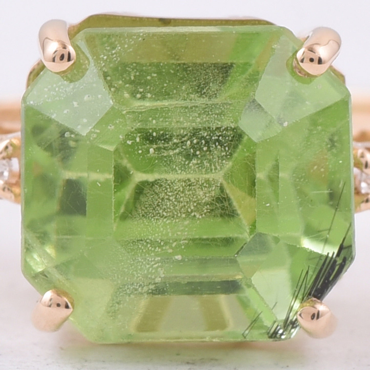 5.15 Ct Octagon Step Cut Natural Peridot 14K Gold Ring