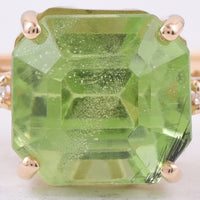 5.15 Ct Octagon Step Cut Natural Peridot 14K Gold Ring