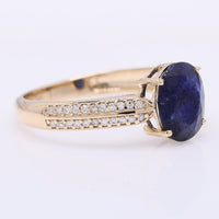 2.12 Ct Oval Mixed Cut Natural Sapphire 14K Gold Ring