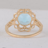 3.69 Ct Round Blue Topaz 9K Gold Ring