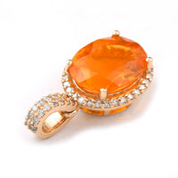 1.81 Ct Oval Mixed Cut Natural Fire Opal 14K Gold Pendant
