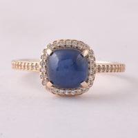 2.82 Ct Cushion Sapphire 9K Gold Ring