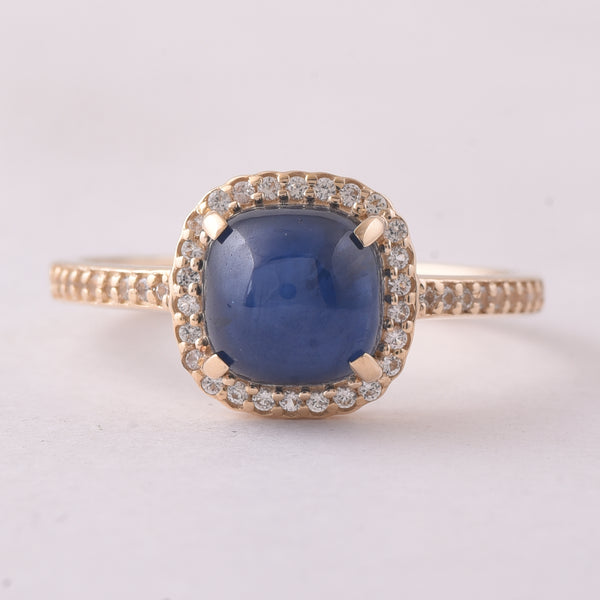 2.82 Ct Cushion Sapphire 9K Gold Ring