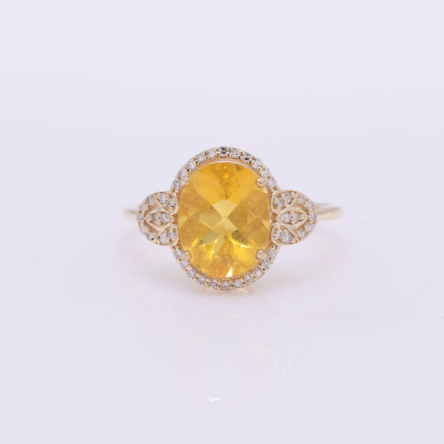 1.84 Ct Oval Mixed Cut Natural Fire Opal 14K Gold Ring