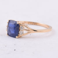 1.69 Ct Cushion Natural Sapphire 14K Gold Ring