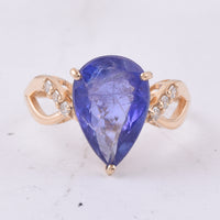 4.13 Ct Pear Natural Tanzanite 14K Gold Ring