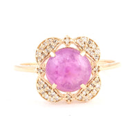 2.57 Ct Oval Cabochon Natural Corundum Pink Sapphire 14K Gold Ring
