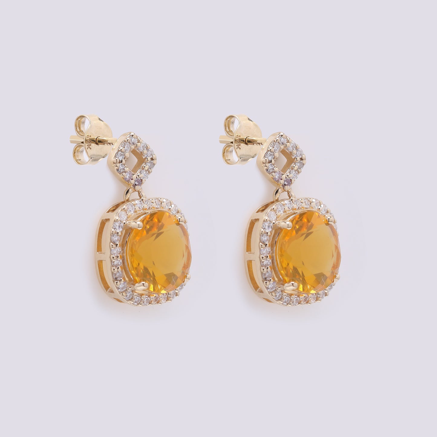 1.85 Ct Round Mixed Cut Natural Fire Opal 14K Gold Earrings