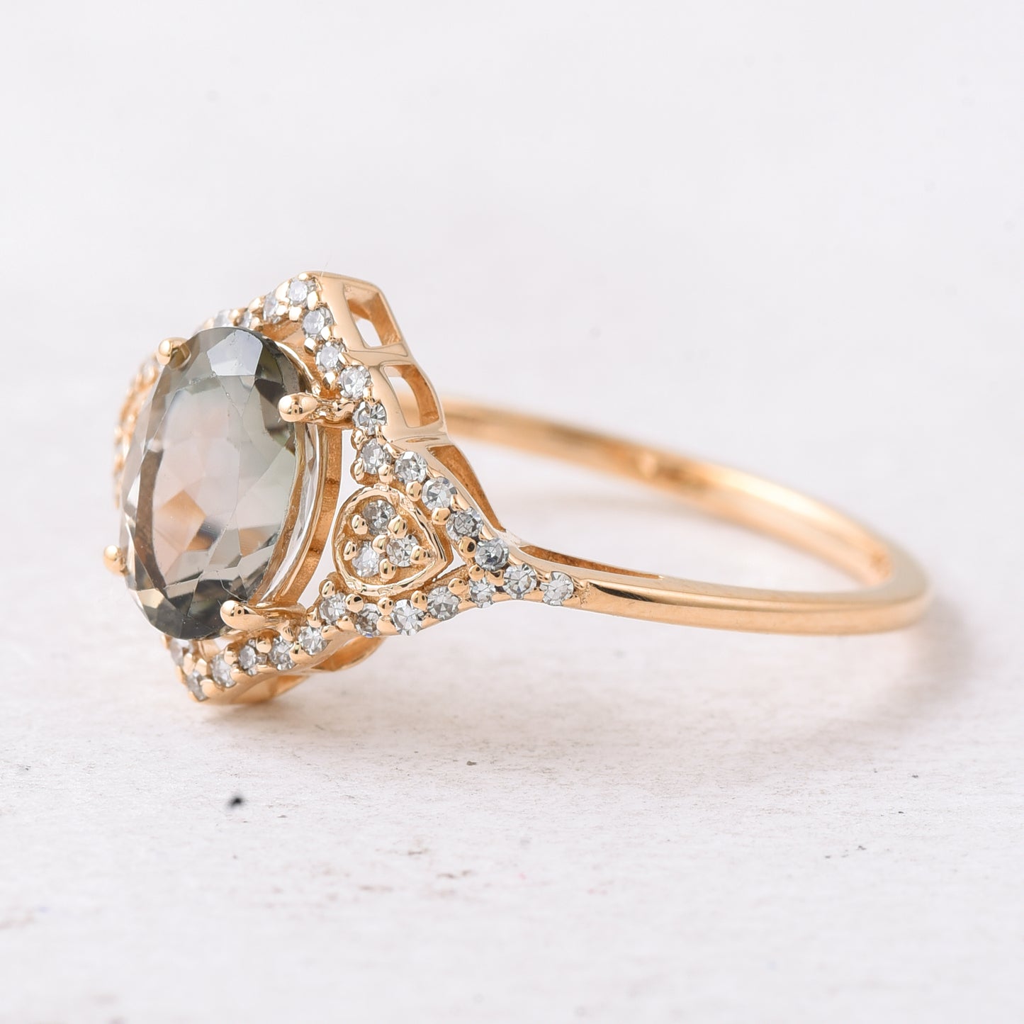 1.53 Ct Oval Mixed Cut Natural Tourmaline 14K Gold Ring