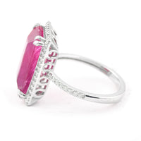 9.81 Ct Rectangular Step Cut Natural Corundum Ruby 950 Platinum Ring