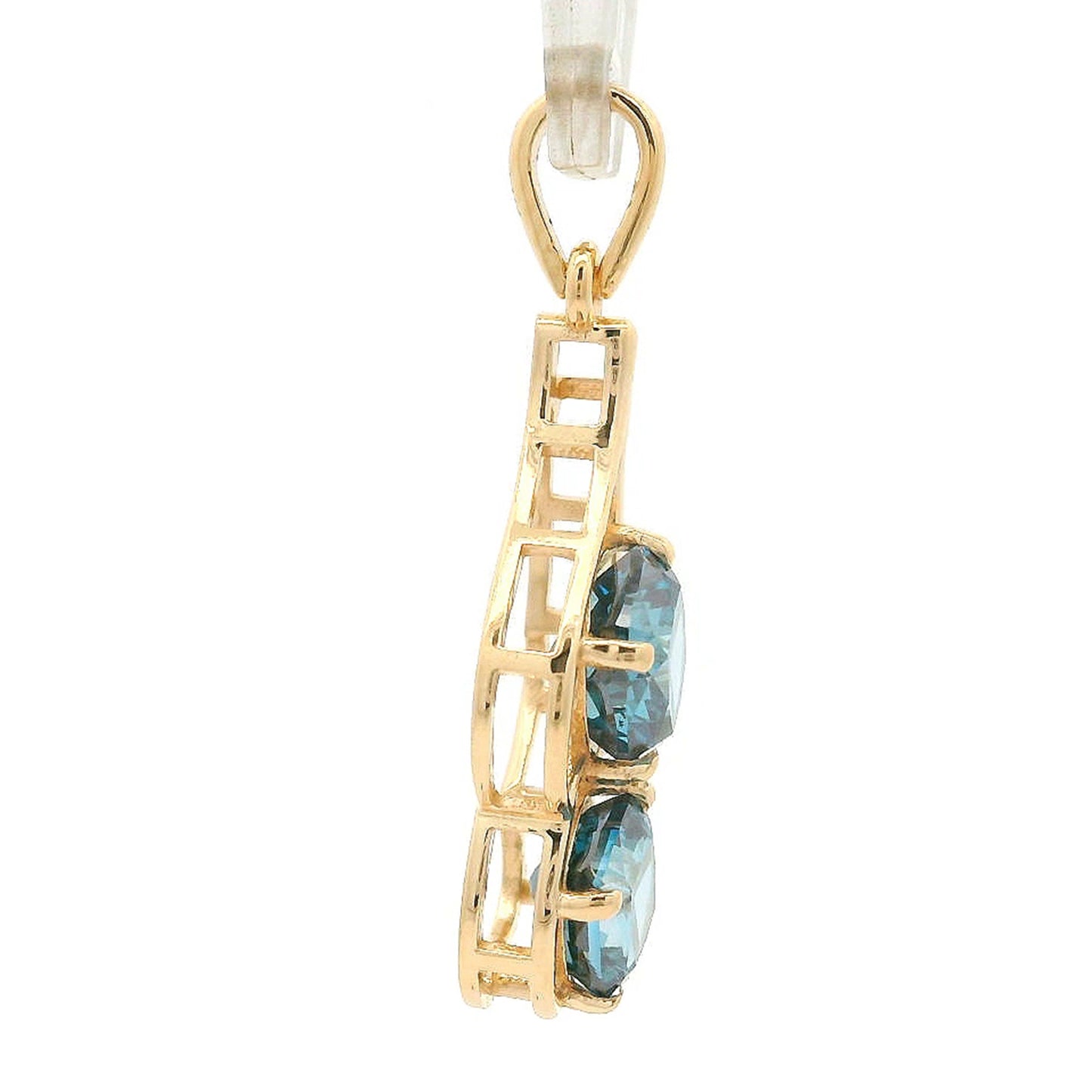 1.62 Ct Cushion Blue Diamond 14K Gold Pendant
