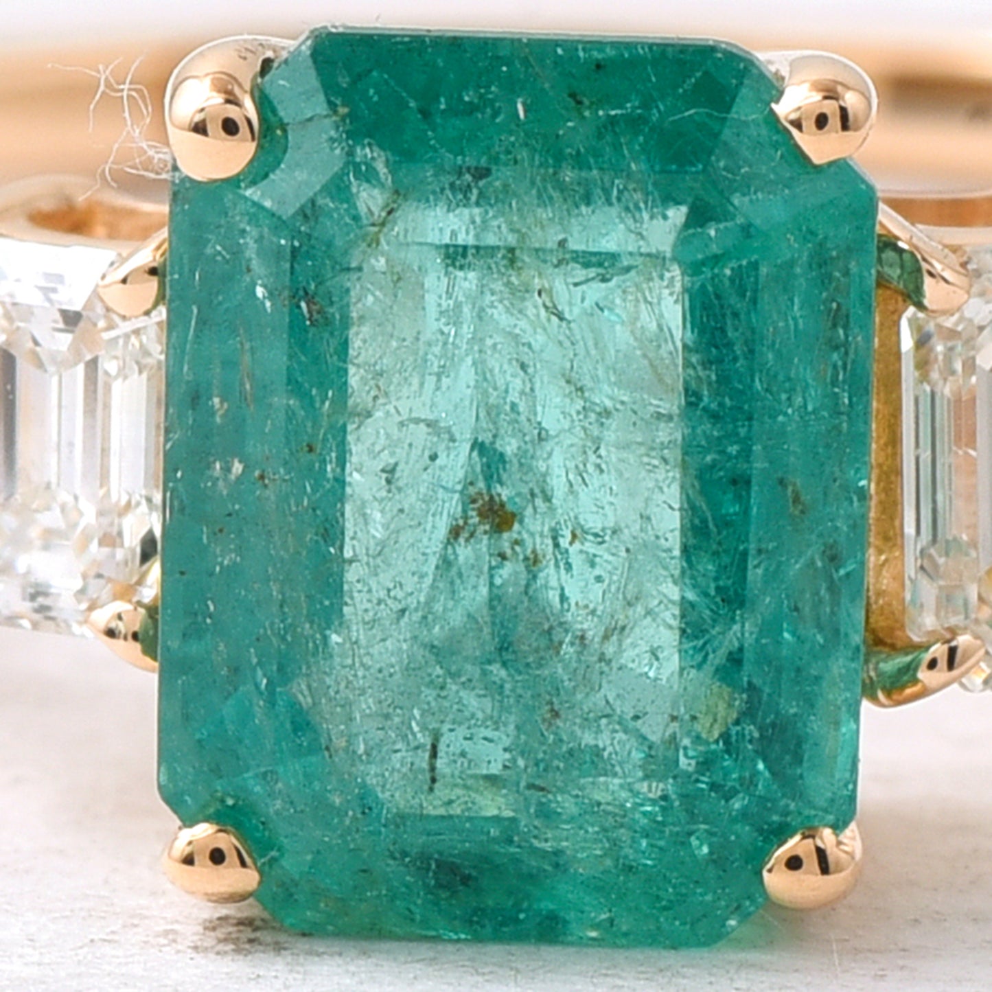 1.74 Ct Octagon Step Cut Natural Emerald 14K Gold Ring