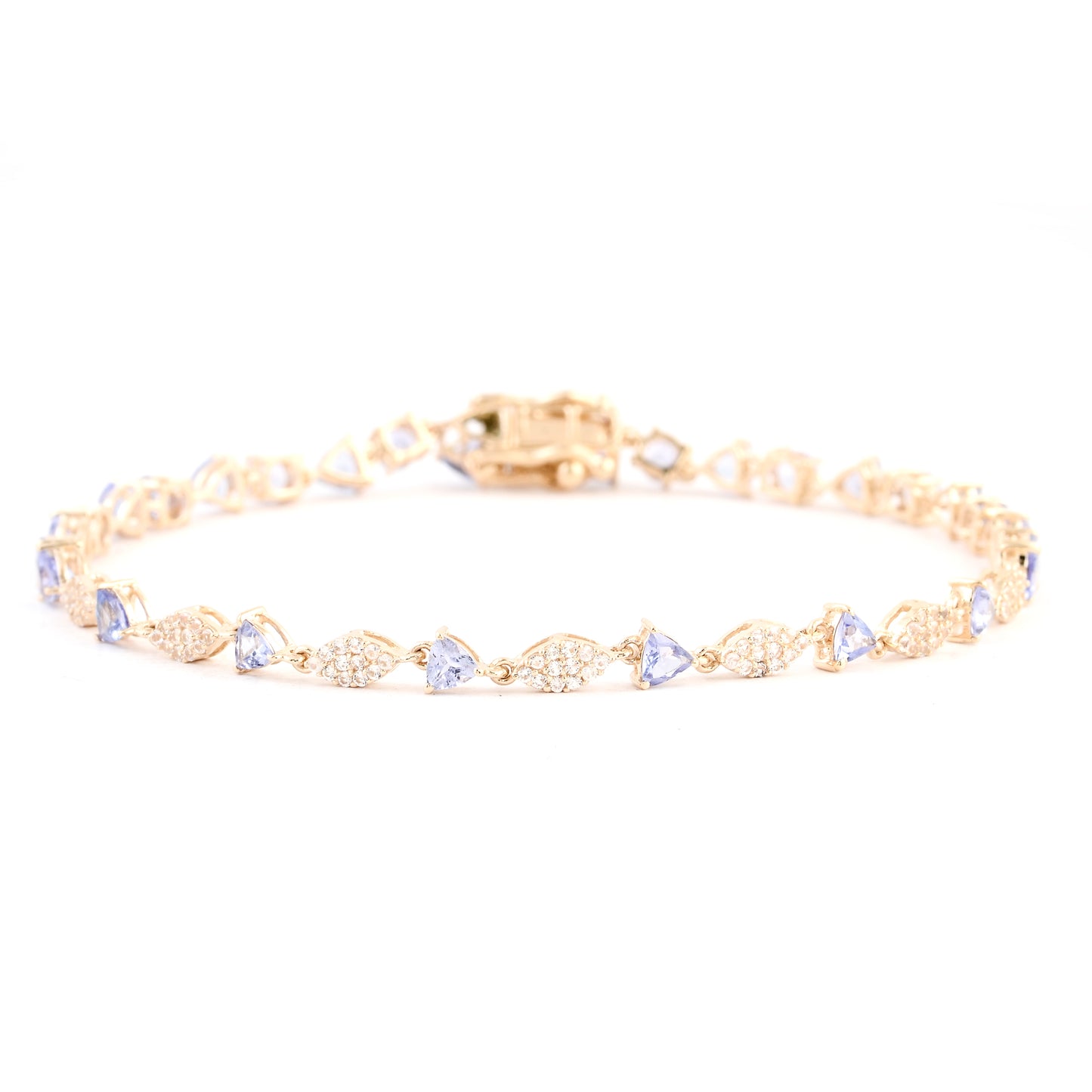 3.13 Ct Trillion Tanzanite 14K Gold Bracelet
