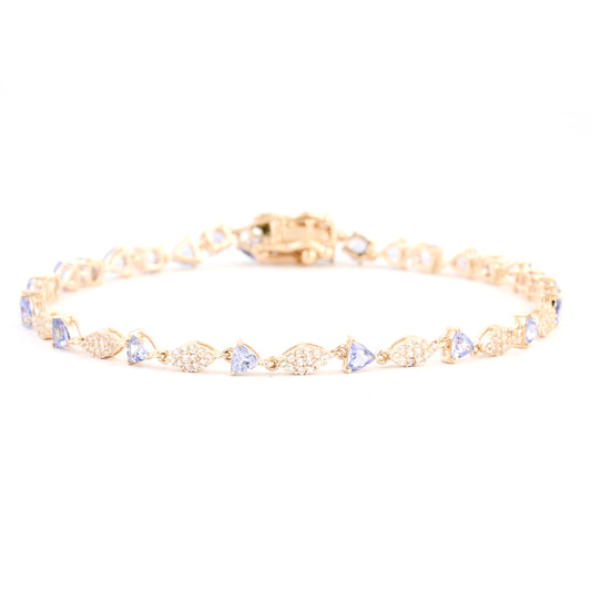 3.13 Ct Trillion Tanzanite 14K Gold Bracelet