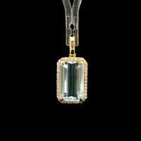 3.12 Ct Octagon Step Cut Natural Aquamarine 14K Gold Pendant