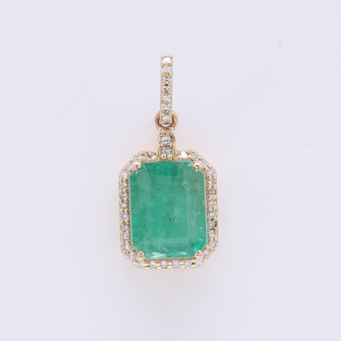 2.32 Ct Octagon Step Cut Natural Emerald 14K Gold Pendant