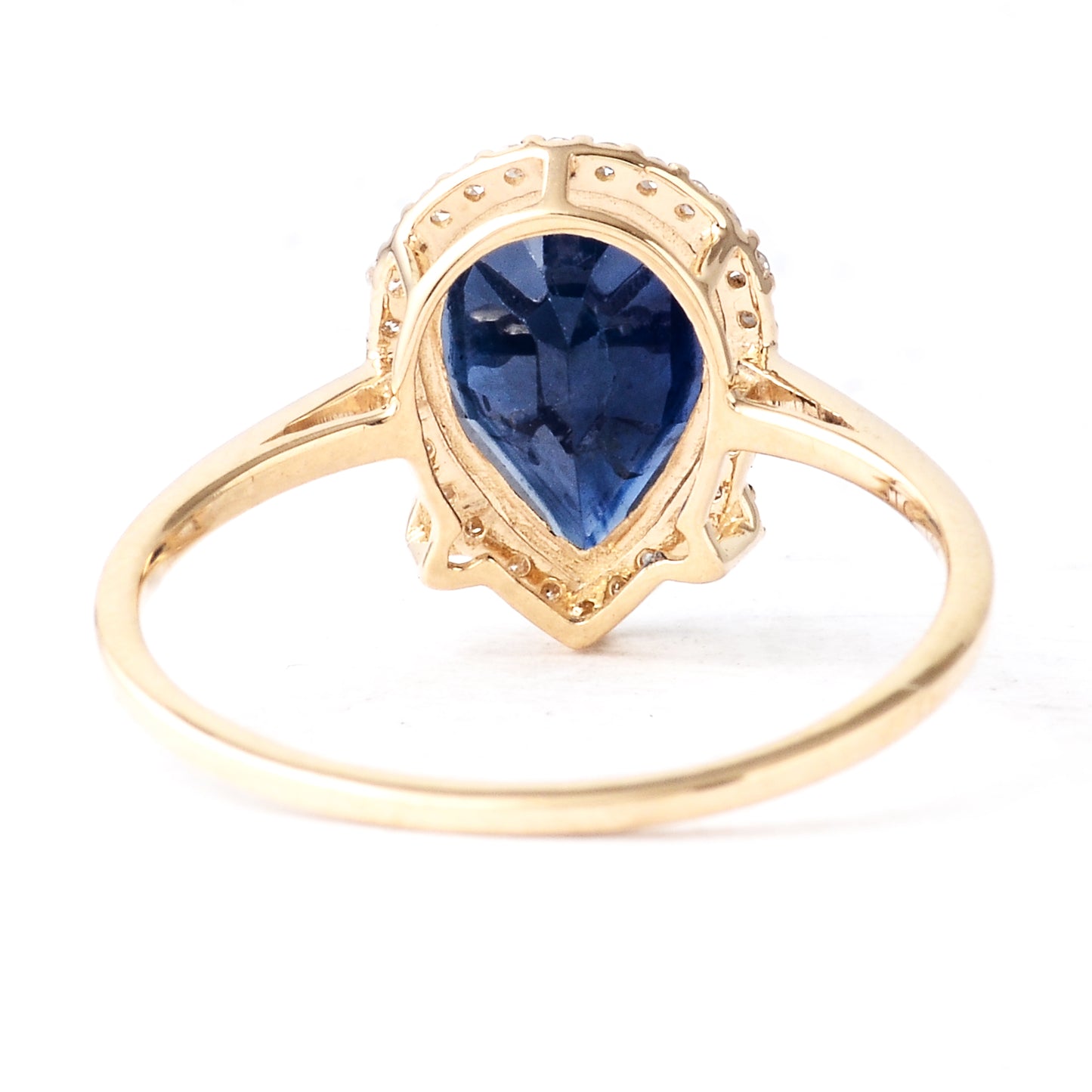 2.51 Ct Pear Mixed Cut Natural Corundum Sapphire 14K Gold Ring