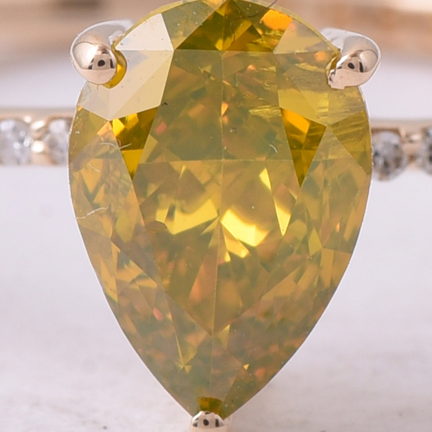 1.11 Ct Pear Yellow Diamond 14K Gold Ring
