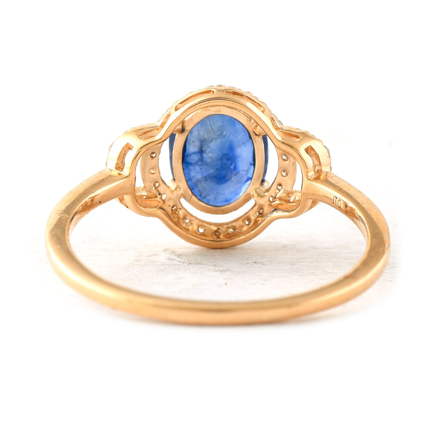 1.47 Ct Oval Mixed Cut Natural Sapphire 14K Gold Ring