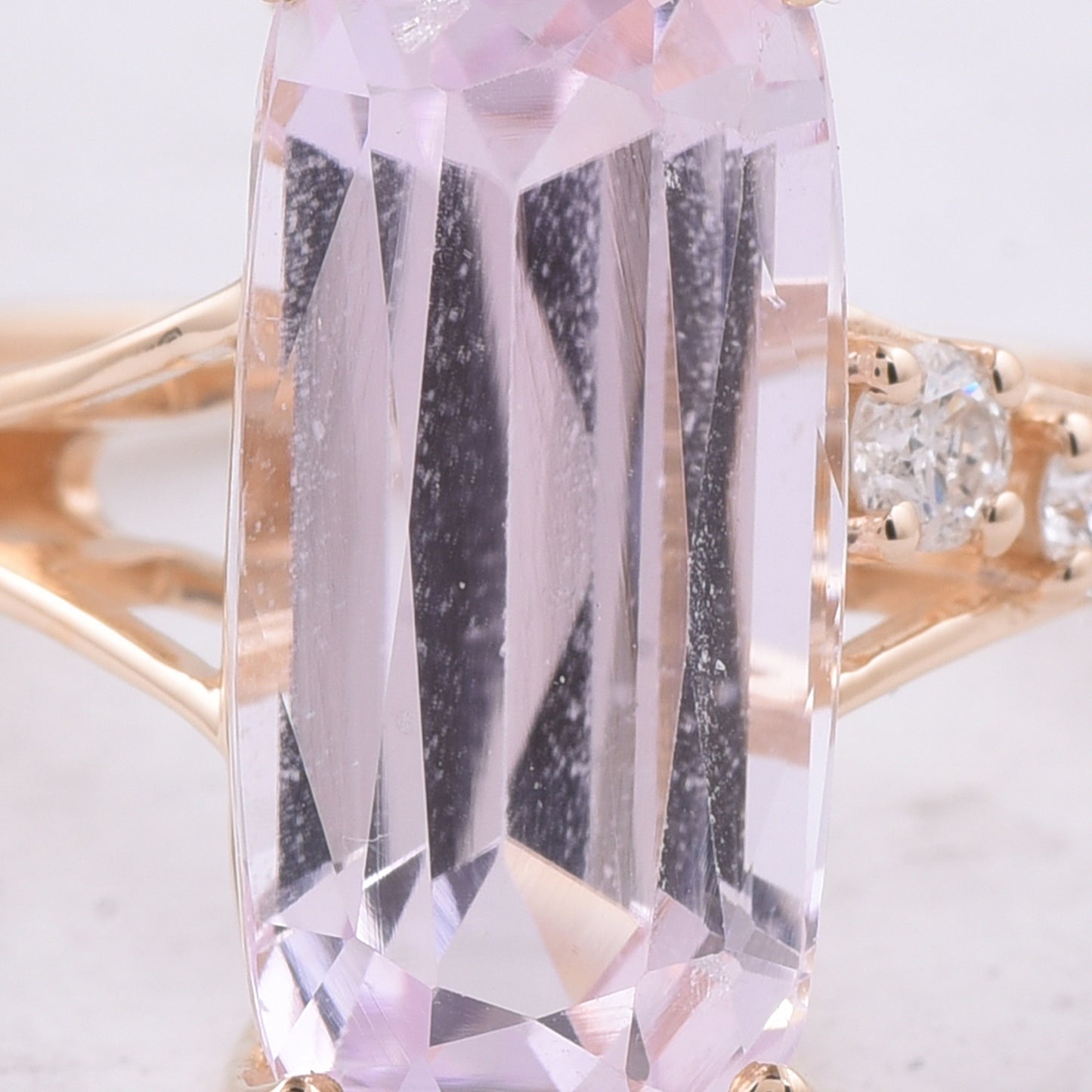 6.92 Ct Cushion Natural Kunzite 14K Gold Ring