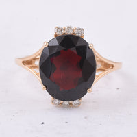 6.21 Ct Oval Natural Garnet 14K Gold Ring