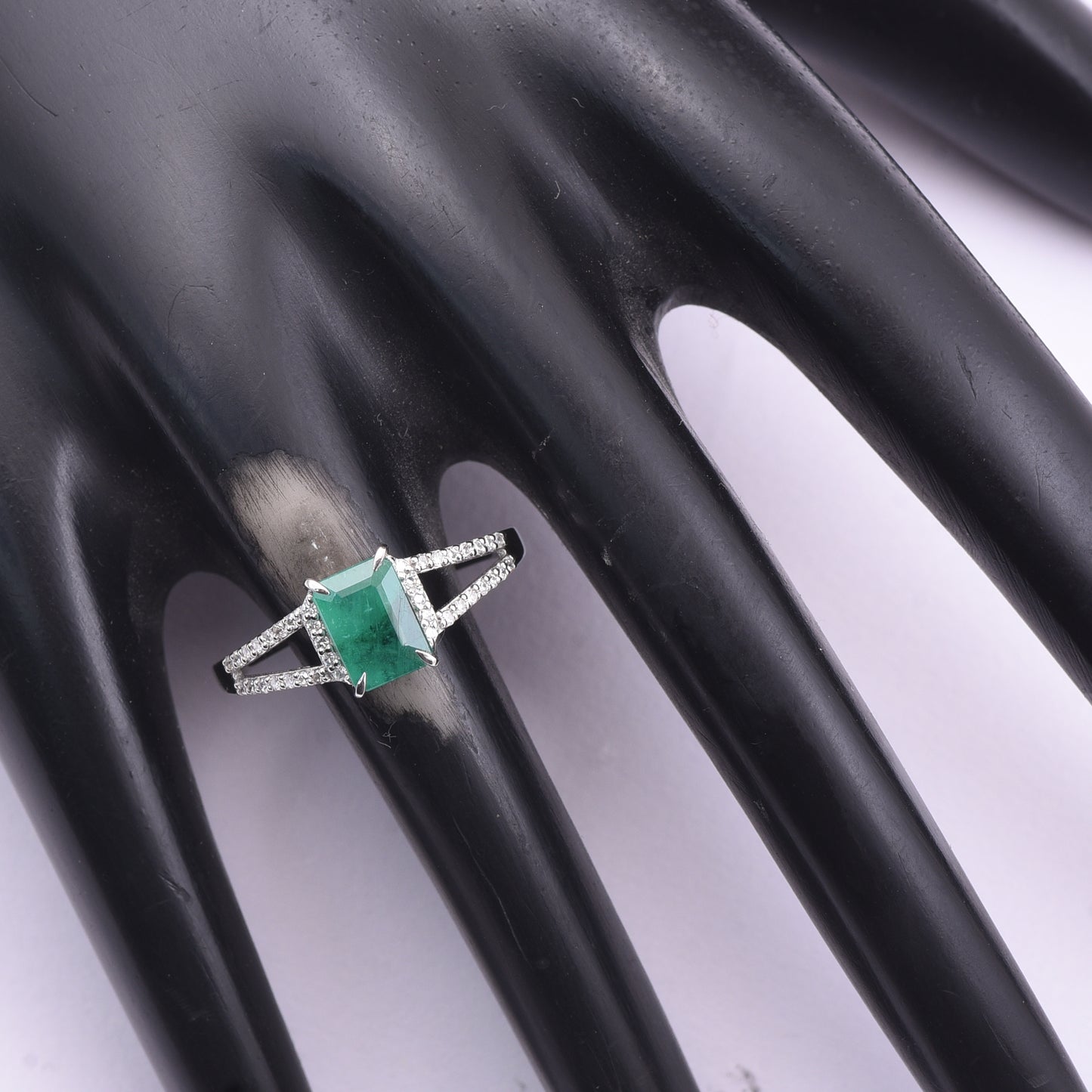 1.14 Ct Octagon Step Cut Natural Emerald 950 Platinum Ring